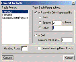 Convert Text to Table